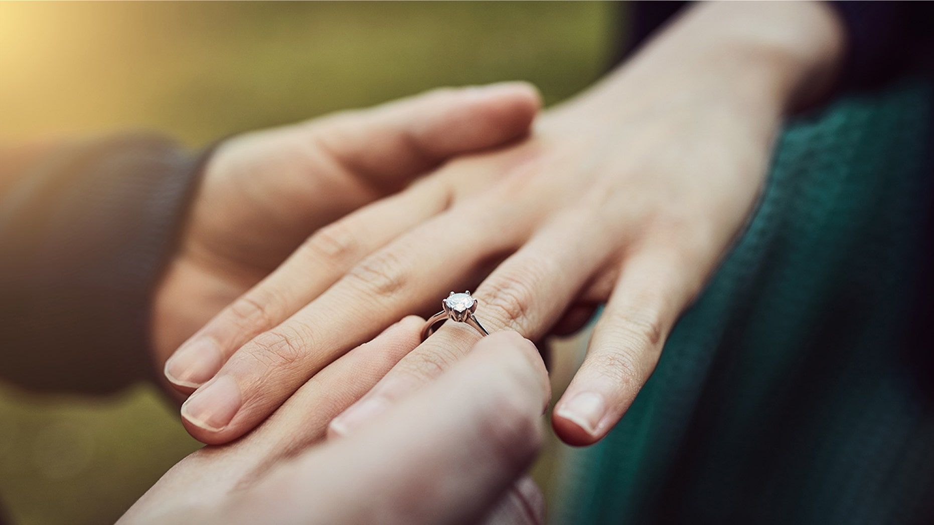 One woman lent a helping hand -- literally -- to her newly-engaged cousin.