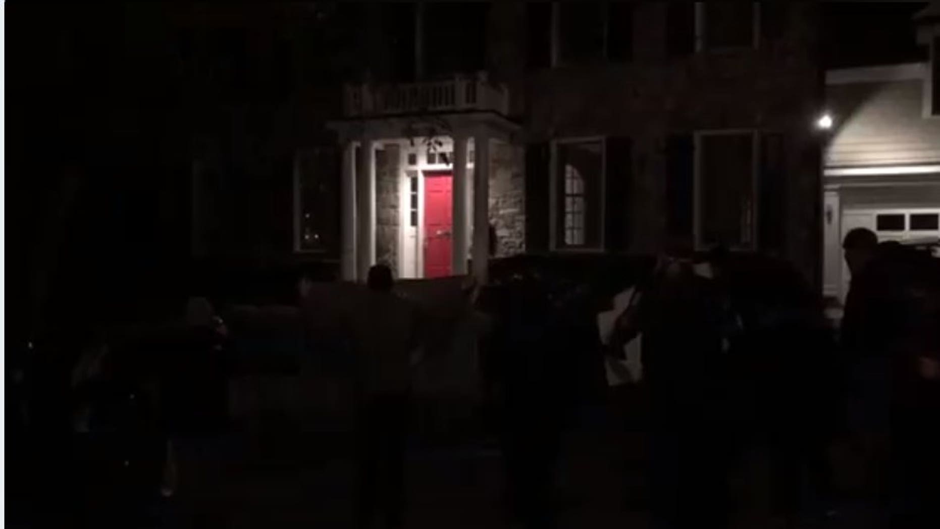 Antifa activists chanted hot outside Fox News' Tucker Carlson's home Wednesday night.