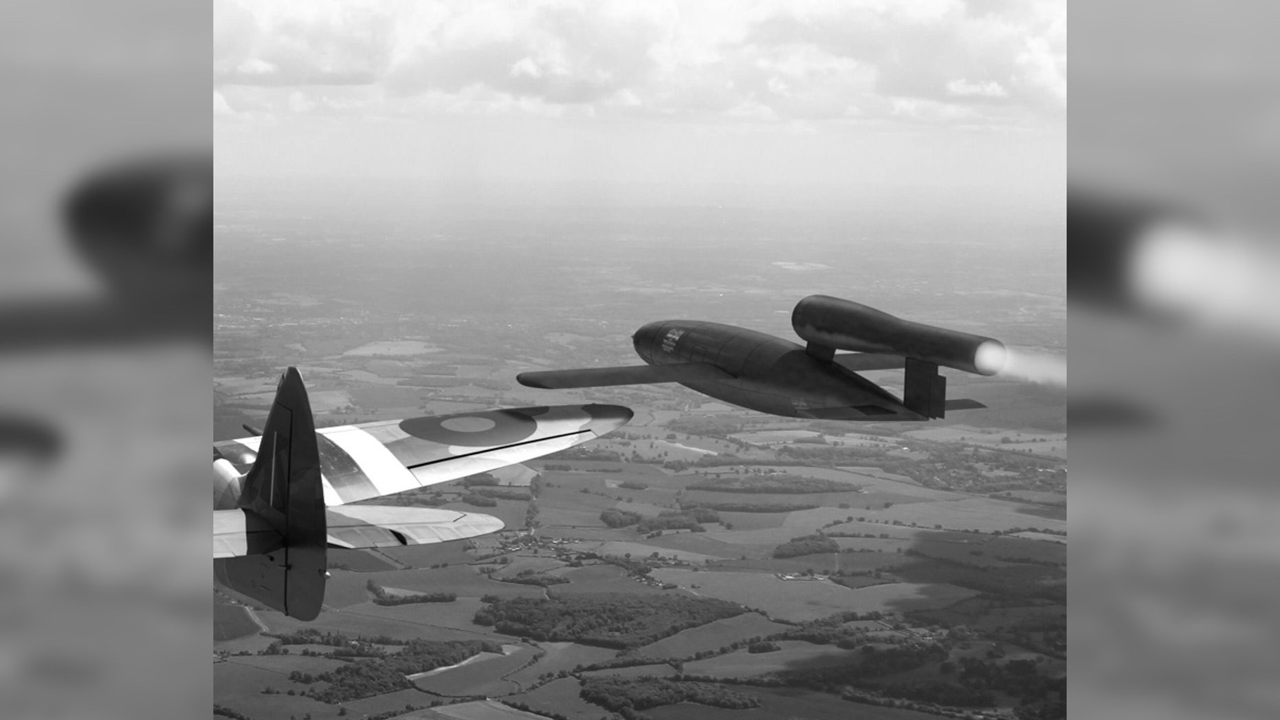 Each V1 carried a high explosive warhead weighing up to 1,700 lbs. (850 kg) for a range of up to 150 miles (240 km).