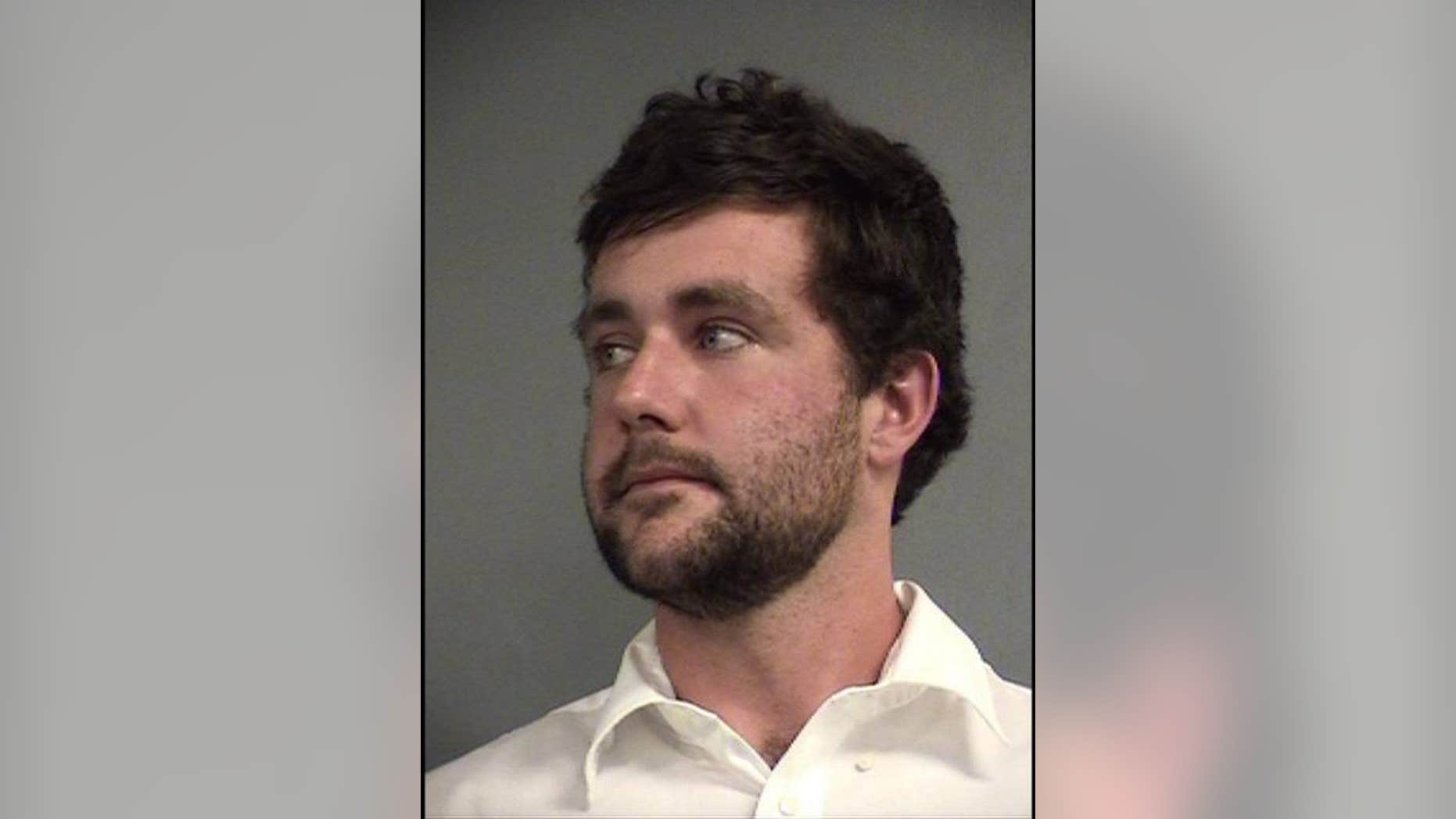 Michael Wells-Rody, 24, was arrested after he allegedly tried to ride a horse onto a track at Kentucky's Breeders' Cup on Saturday.