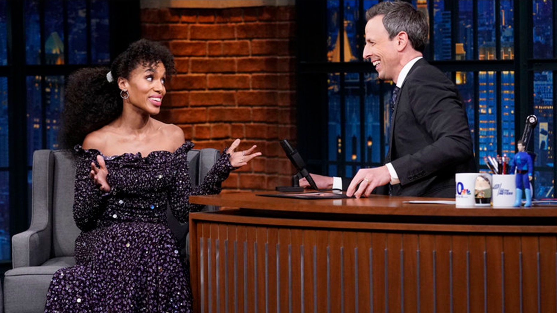 Actress Kerry Washington during an interview with host Seth Meyers on November 12, 2018.
