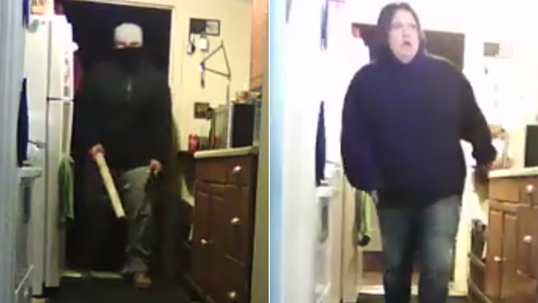 Police in Littlestown, Pa., are searching for two people suspected of breaking into a home and then attacking a man with a meat cleaver.