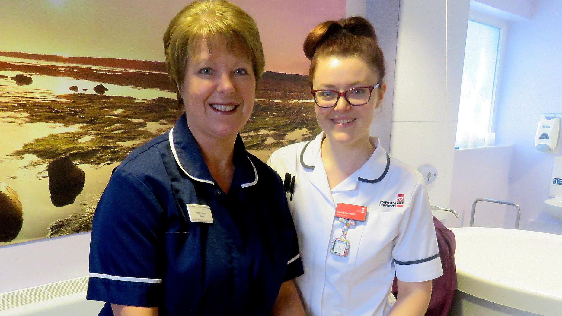 Tracy Jones and Georgina Peate were stunned to learn that they knew each other previously, as Jones helped deliver Peate 20 years ago.