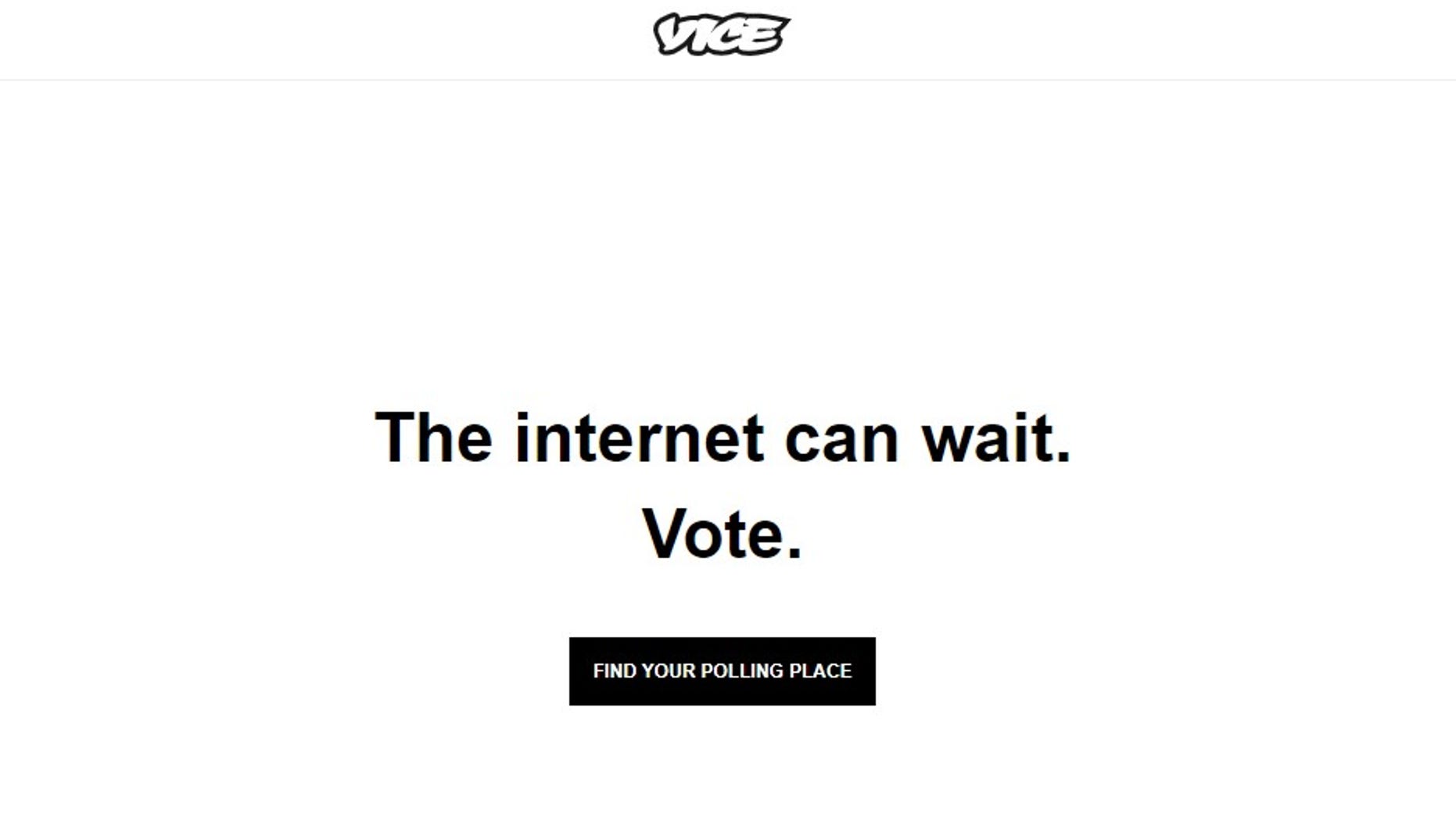 Vice News' homepage asked its readers to go vote in Tuesday’s midterm elections before entering its site.