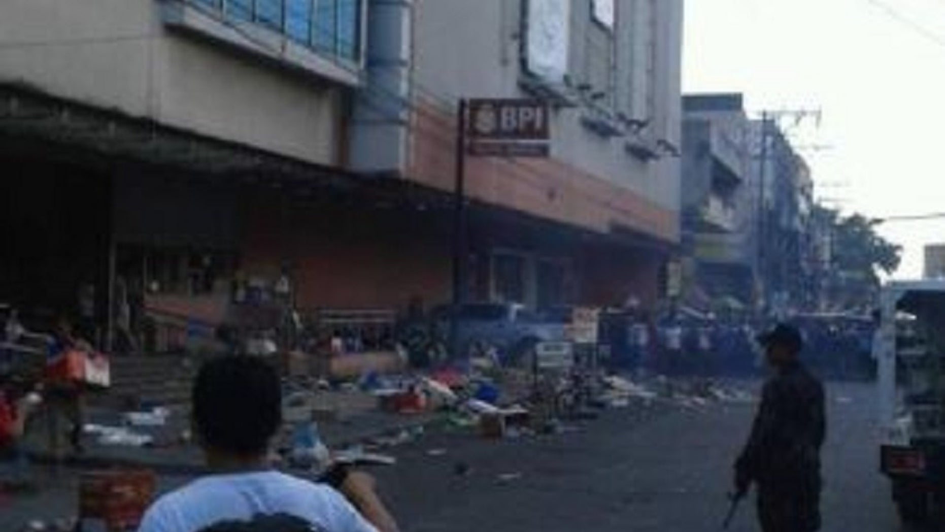 A bomb went off Monday outside a southern Philippines shopping mall.