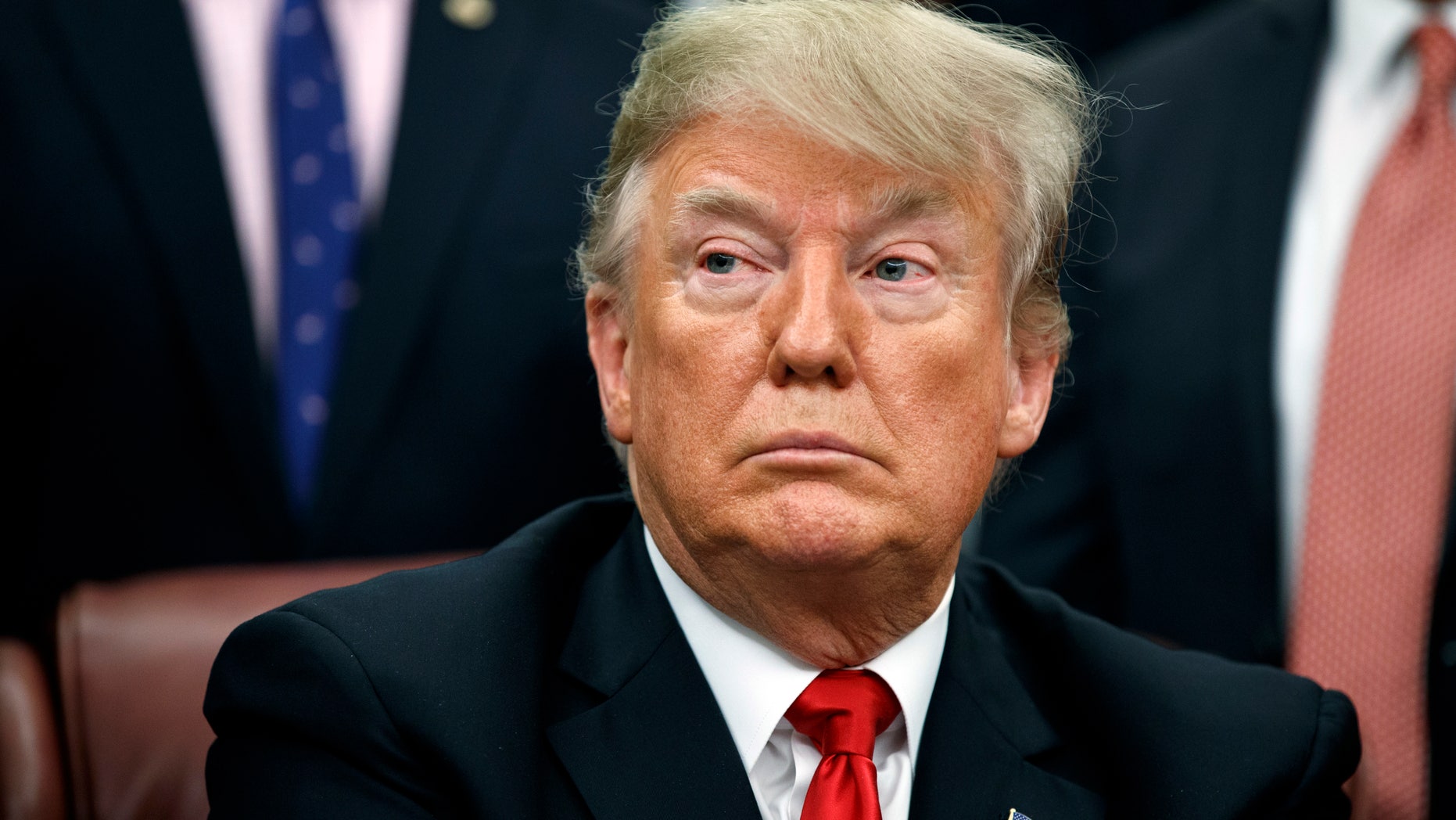 President Trump during a signing ceremony for criminal justice reform legislation in the Oval Office on Friday. (Associated Press)