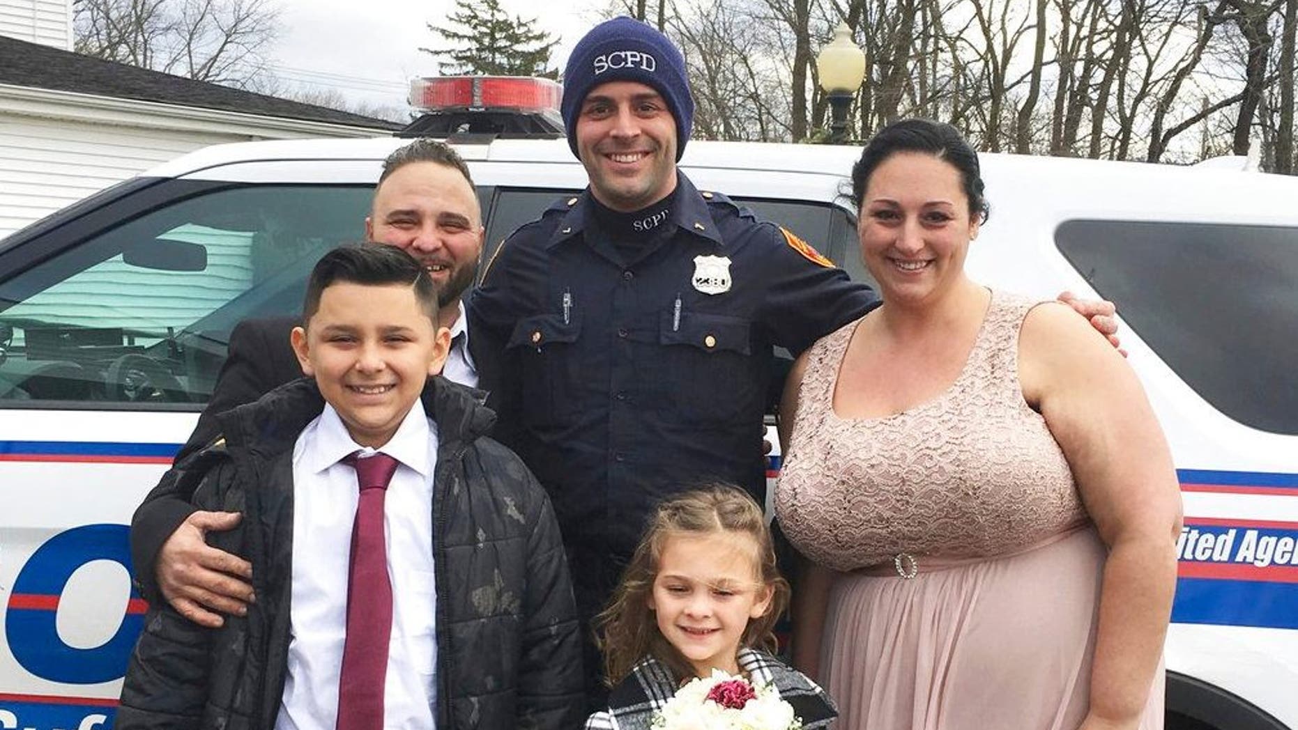 Suffolk County Police Officer Cody Matthews saved the day in more ways than one on Saturday for a couple in New York who had gotten into a car accident on the way to their wedding.