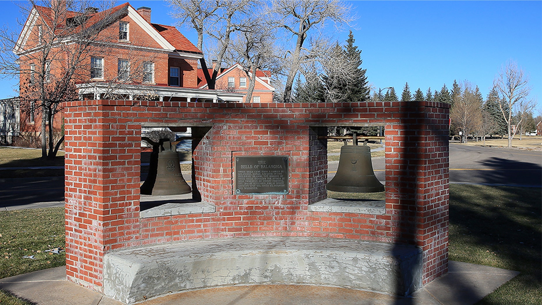Three war-trophy church bells seized by U.S. troops more than a century ago were returned to the Philippines Tuesday morning. Two of the Bells of Balangiga, pictured, were at F.E. Warren Air Force Base in Cheyenne, Wyoming, and the third was with the U.S. Army in South Korea. (Blaine McCartney/The Wyoming Tribune Eagle via AP)