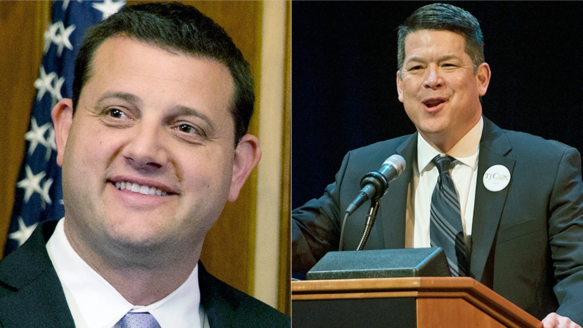 Rep. David Valadao, R-Calif., left, was defeated by Democrat T.J. Cox.(AP Photo/Jacquelyn Martin, File)