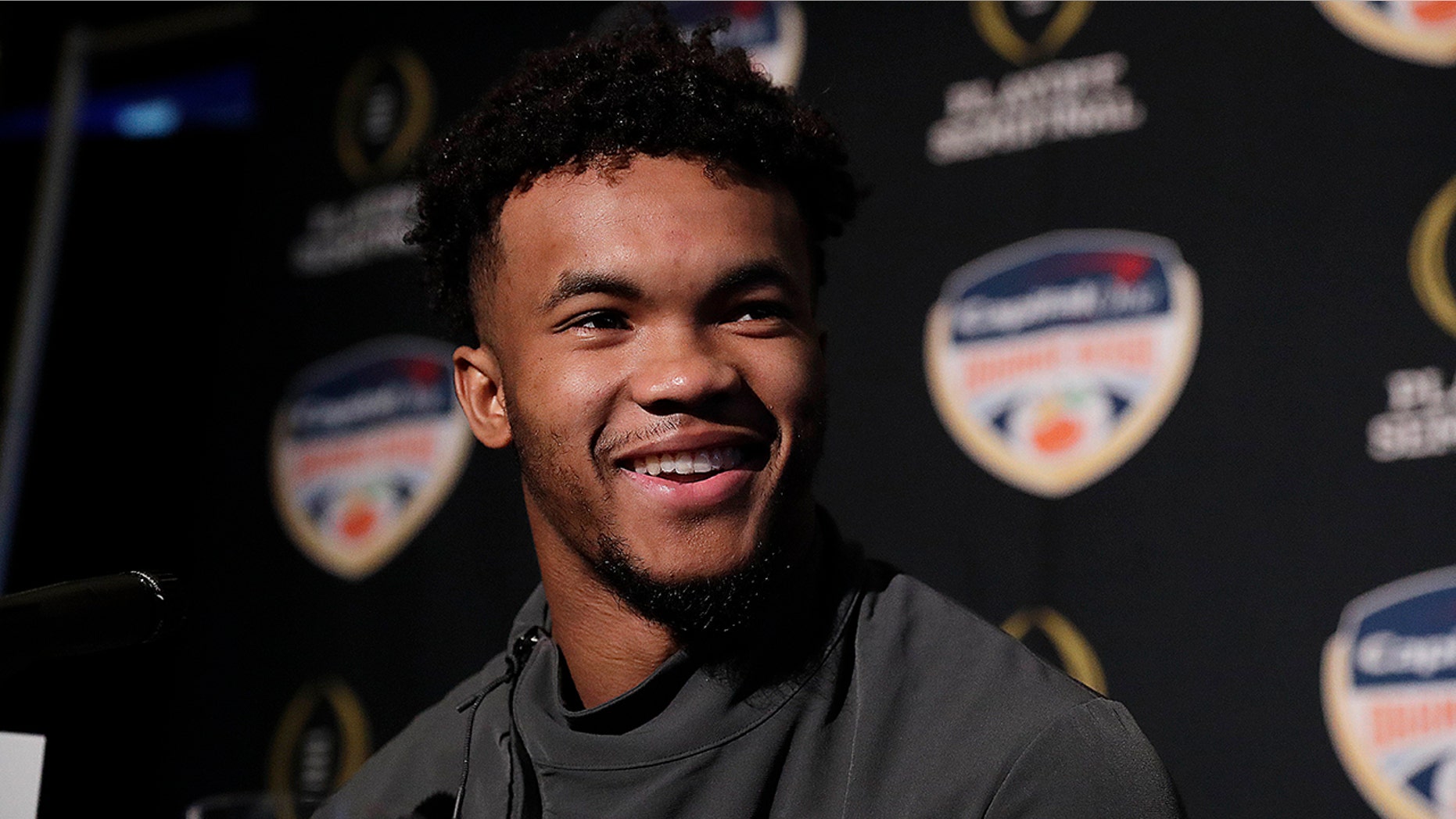 Oklahoma quarterback Kyler Murray speaks during an NCAA college football media day on Thursday, Dec. 27, 2018, in Miami Gardens, Fla. Alabama plays Oklahoma in the Orange Bowl on Dec. 29.