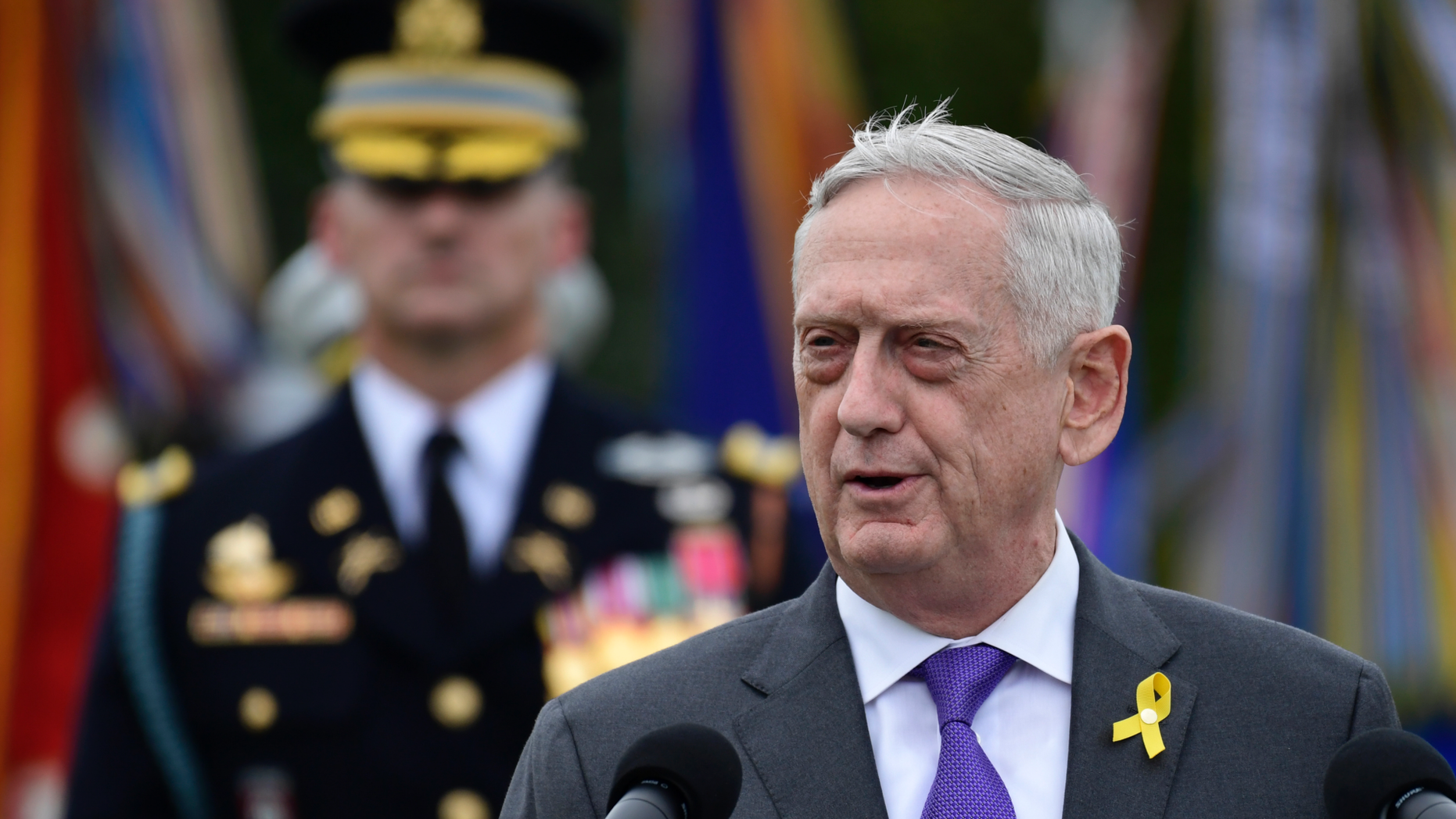 FILE -In this Sept. 21, 2018, file photo, Defense Secretary Jim Mattis speaks during the 2018 POW/MIA National Recognition Day Ceremony at the Pentagon in Washington. President Donald Trump says Mattis will be retiring at the end of February 2019 and that a new secretary will be named shortly. (AP Photo/Susan Walsh, file)