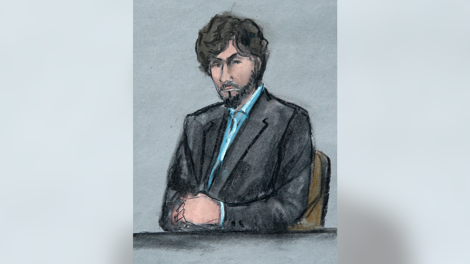 FILE - In this June 24, 2015 file courtroom sketch, Boston Marathon bomber Dzhokhar Tsarnaev sits as survivors and victim's family members address the court before U.S. District Judge George O'Toole Jr., in federal court in Boston. Tsarnaev's attorneys are expected to file on Thursday, Dec. 27, 2018, a lengthy brief detailing their appeal of his death sentence. (Jane Flavell Collins via AP, File)