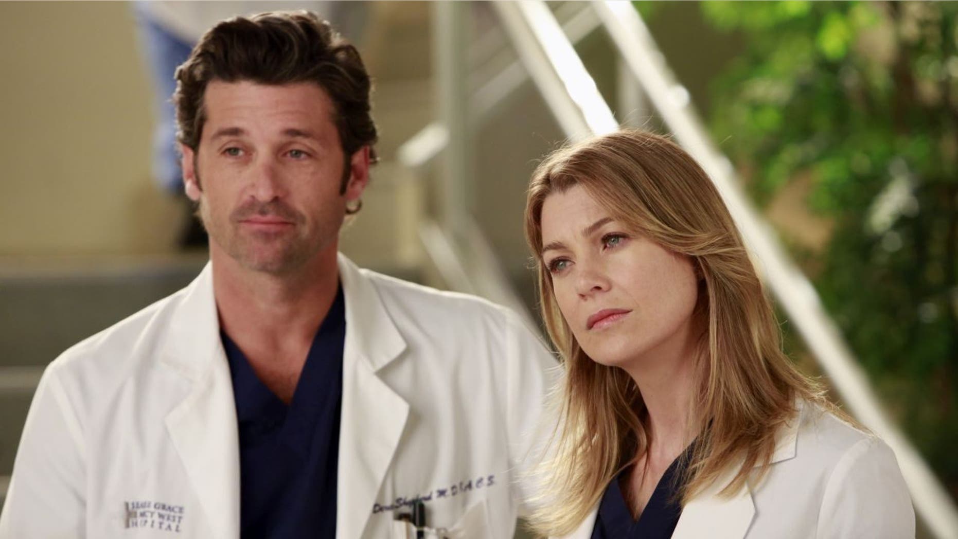 Patrick Dempsey and Ellen Pompeo as Dr. Derek Shepherd and Dr. Meredith Grey on "Grey's Anatomy."