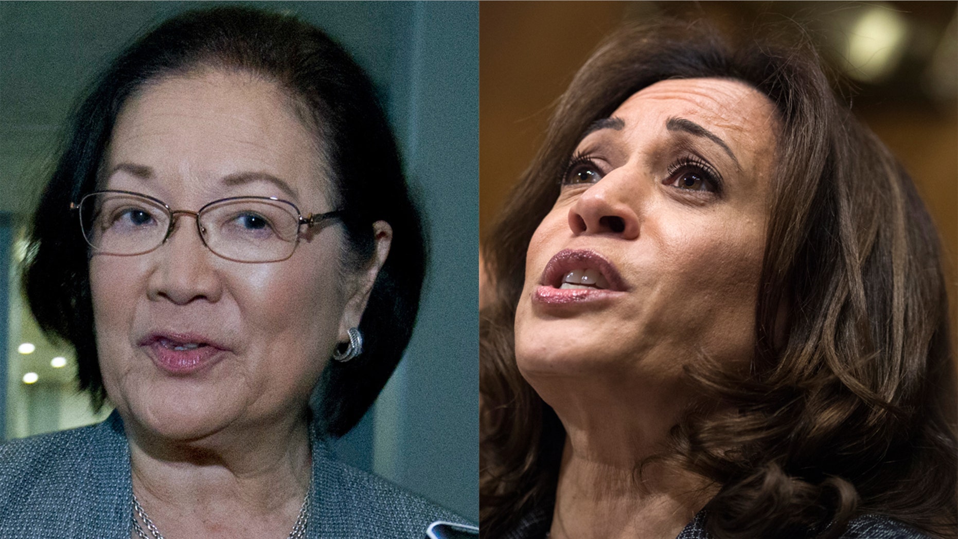 Sens. Kamala Harris, D-Calif., and Mazie Hirono, D-Hawaii, raised concerns about court nominee Brian Buescher's membership in the Knights of Columbus.