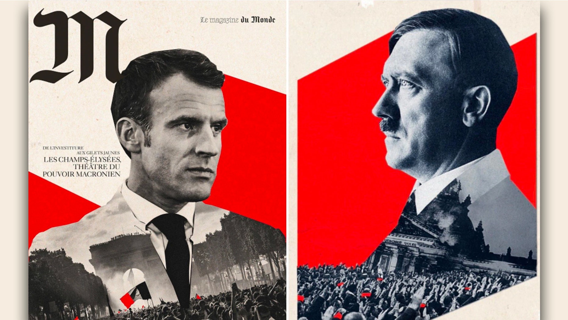 Le Monde apologized after readers said its Saturday magazine cover likened French President Emmanuel Macron to German dictator Adolf Hitler.