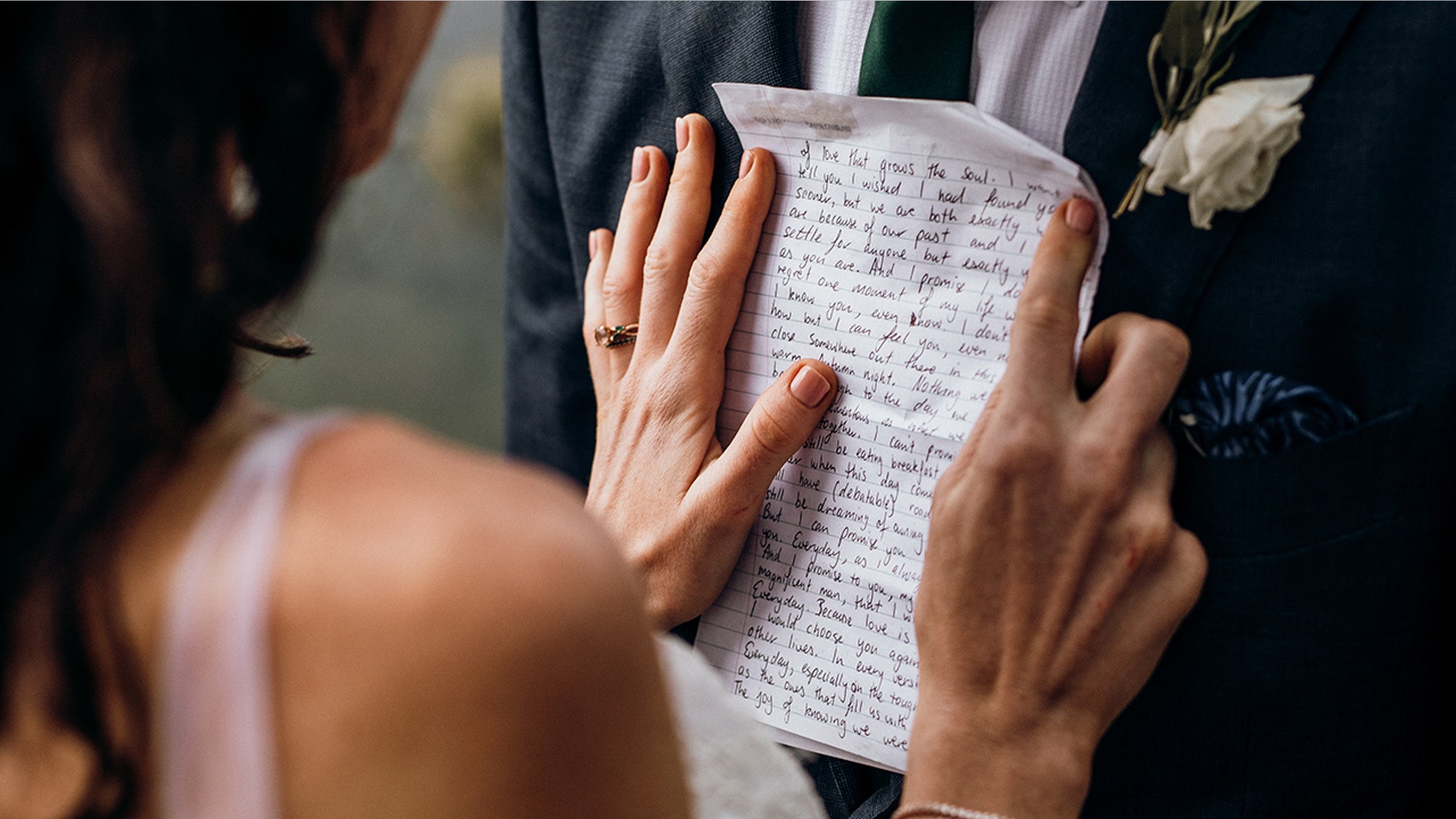 A bride read her husband a letter on their wedding day that she wrote to him years before they ever met.