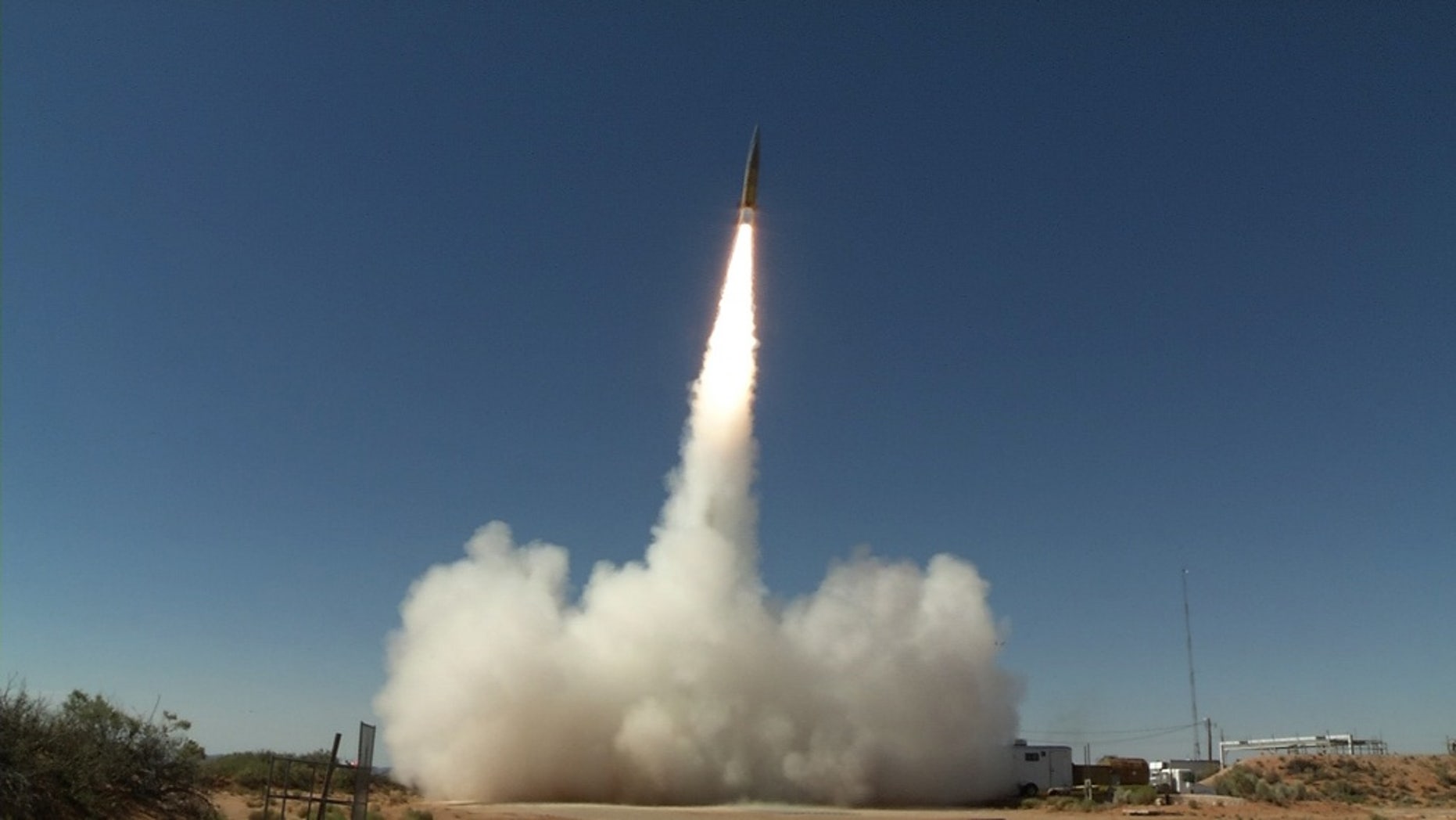 File photo - A Sabre short-range ballistic missile launches in June 2017 at White Sands Missile Range, New Mexico, for a test of the Patriot Advanced Capability-3 (PAC-3) Missile Segment Enhancement. (U.S. Army photo by U.S. Army Space and Missile Defense Command/Army Forces Strategic Command)