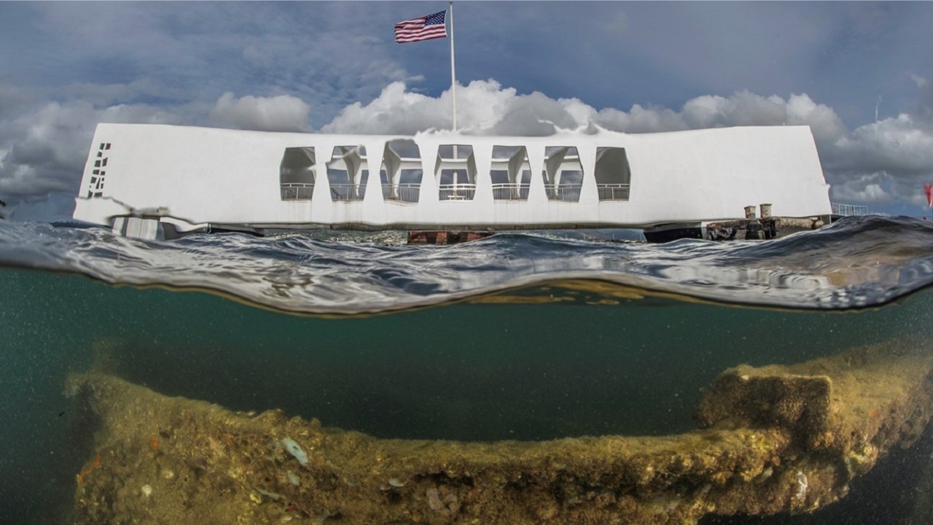 FILE: A view of the USS Arizona Memorial that shows the ship's wreckage.