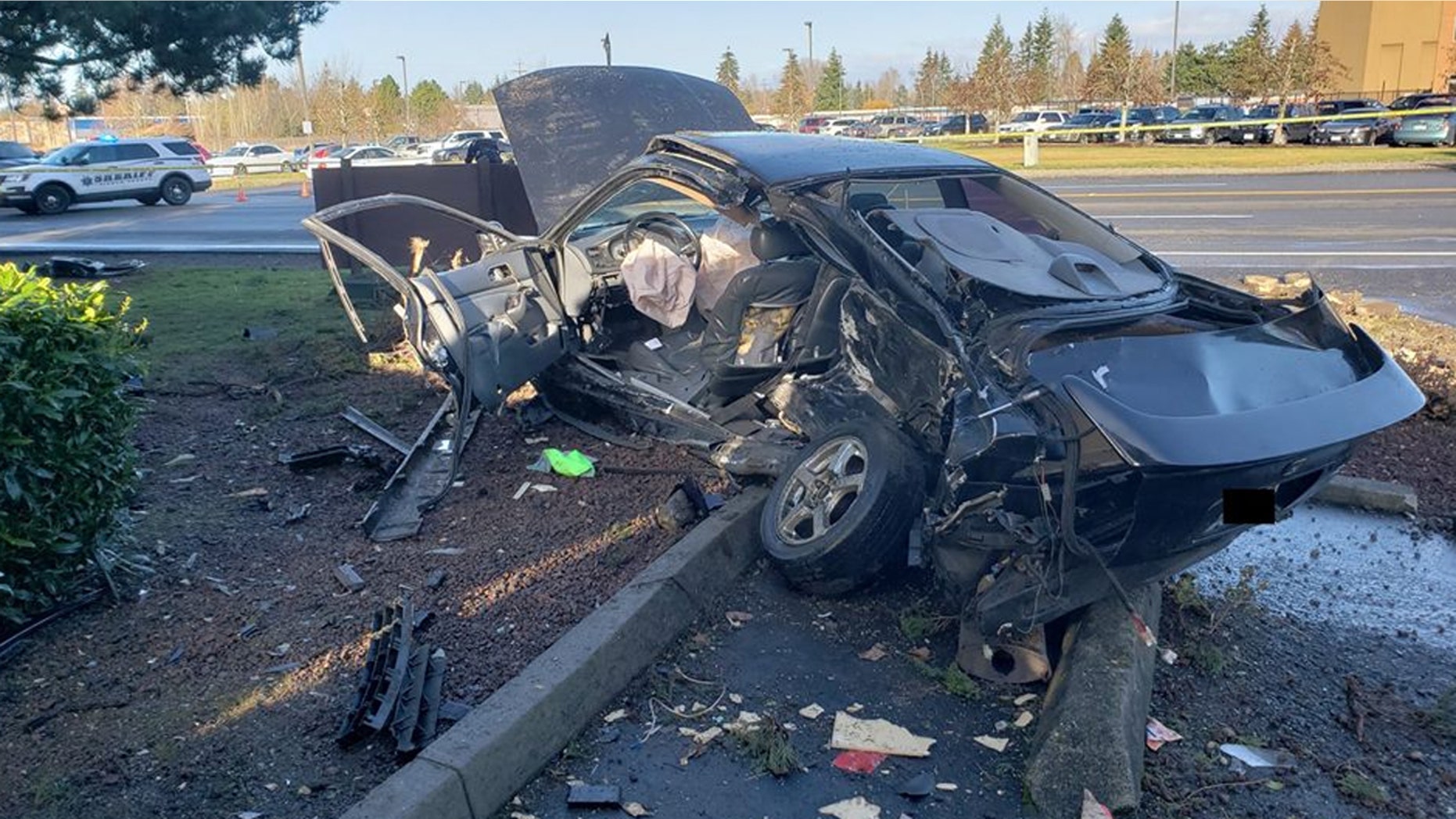 A woman in Washington state was critically injured after her ex-boyfriend t-bone'd her car at over 50 mph on Sunday, according to police.