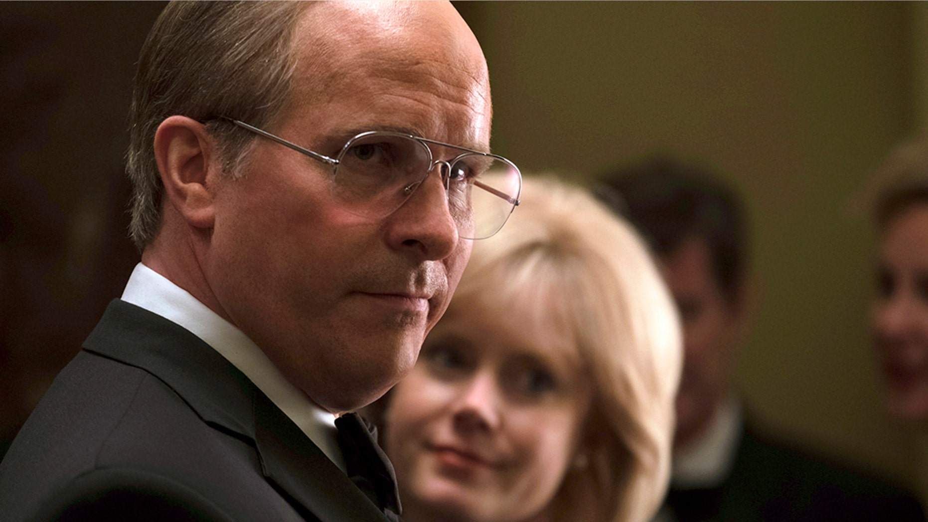 Christian Bale as Dick Cheney, left, and Amy Adams as Lynne Cheney in a scene from "Vice." (Matt Kennedy/Annapurna Pictures via AP)