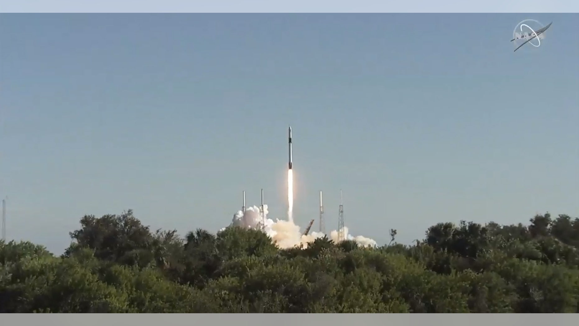 A SpaceX Dragon spacecraft launches to the International Space Station at 1:16 p.m. EST Dec. 5, 2018, on a Falcon 9 rocket from Space Launch Complex 40 at Cape Canaveral Air Force Station in Florida. (Credit: NASA Television)