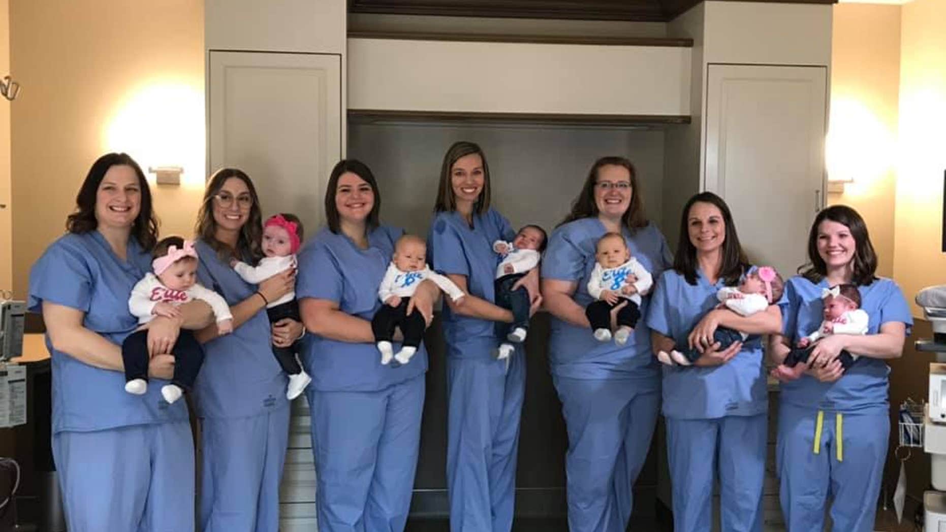 The nurses were all expecting within month of one another.