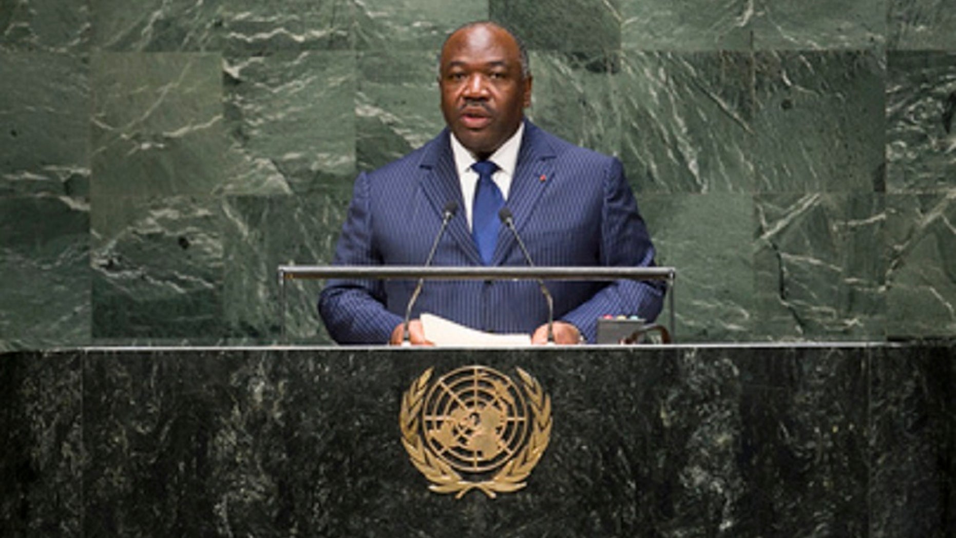 President Ali Bongo, seen here at the U.N., has been out of the country since October amid reports that he had a stroke.