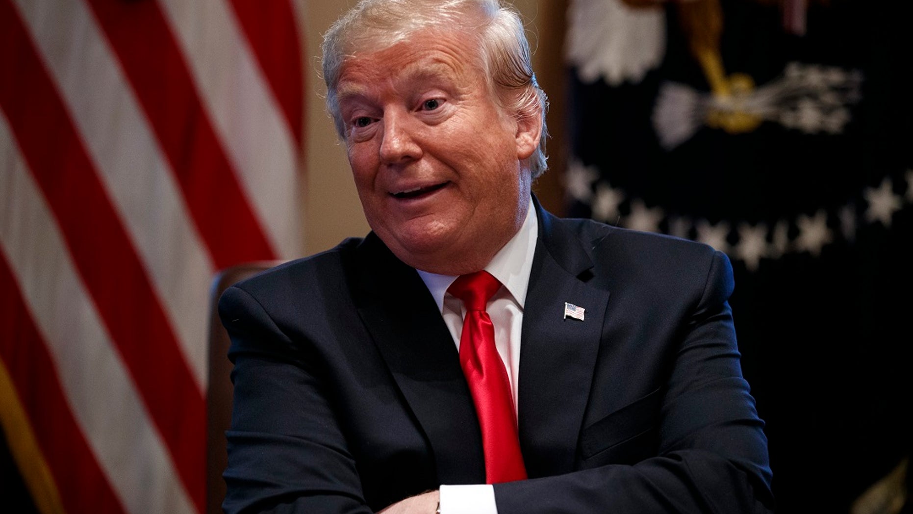 President Donald Trump speaks during a cabinet meeting at the White House.