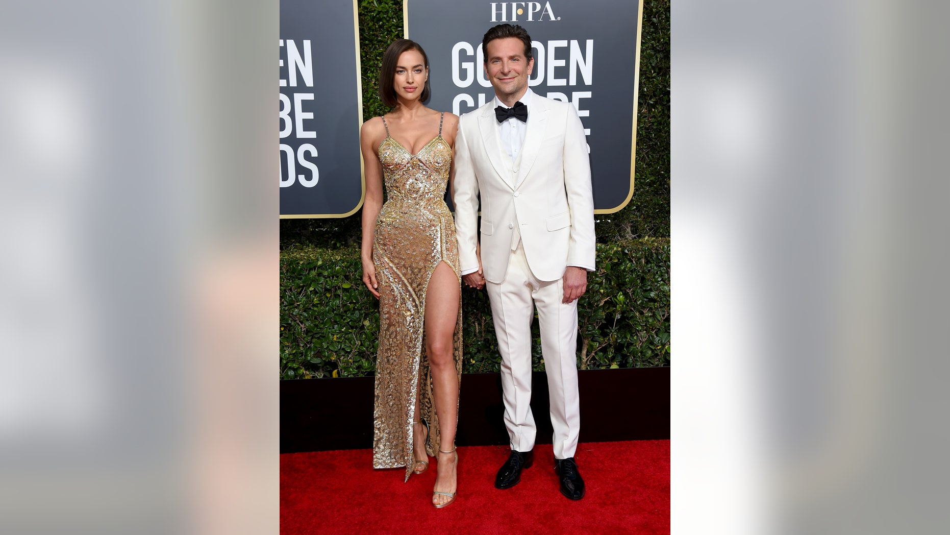 Irina Shayk and Bradley Cooper make a rare red carpet appearance together at the 2019 Golden Globes.