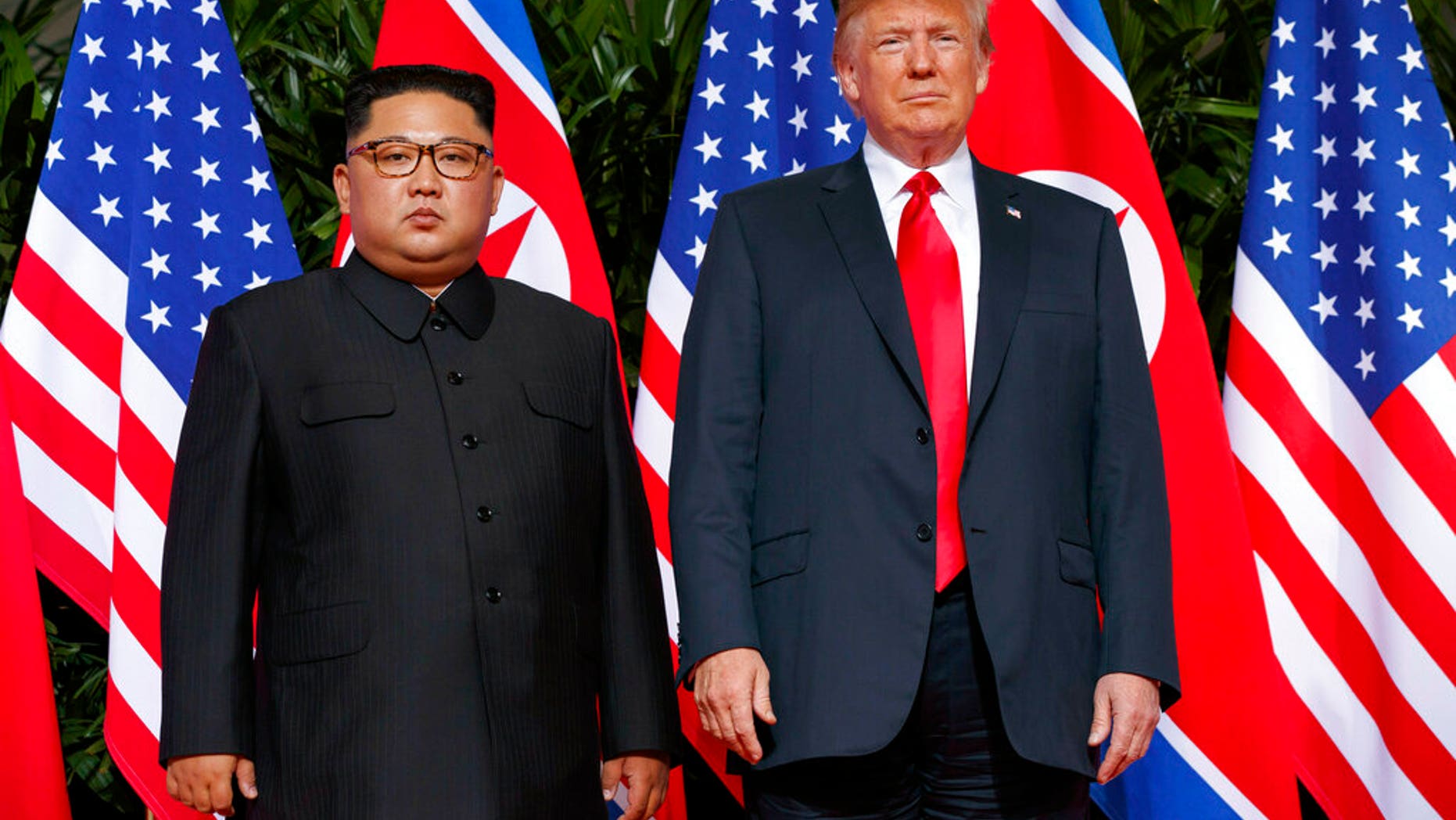 In this June. 12, 2018, file image, U.S. President Donald Trump, right, satisfies with North Korean leader Kim Jong Un on Sentosa Island, in Singapore. A second summit between President Trump and North Korean leader Kim Jong Un will happen next month, the White Home revealed Friday.<br>