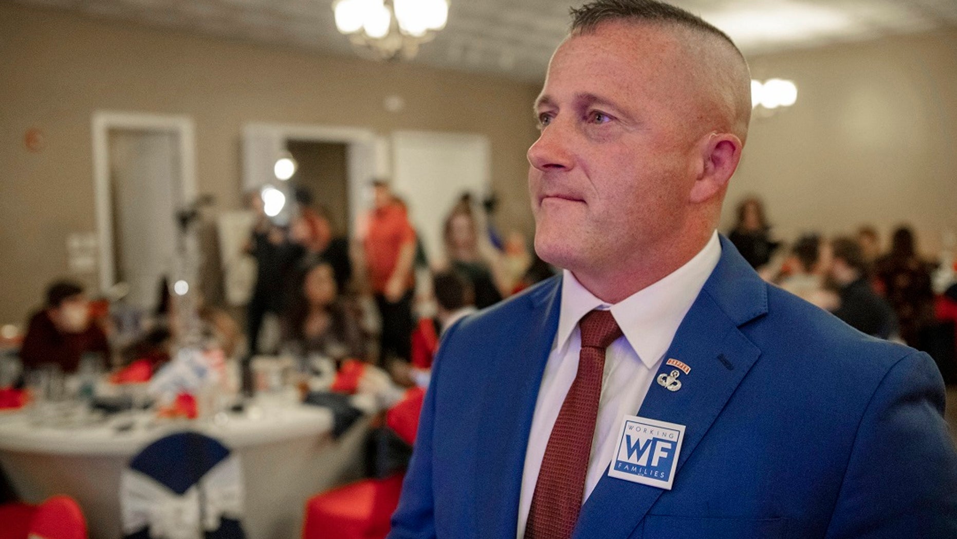 Richard Ojeda, a Democratic candidate for West Virginia's 3rd Congressional District, watches election results during his campaign's watch party at Special Occasions in Yuma, W.Va., Nov. 6, 2018. (Associated Press)