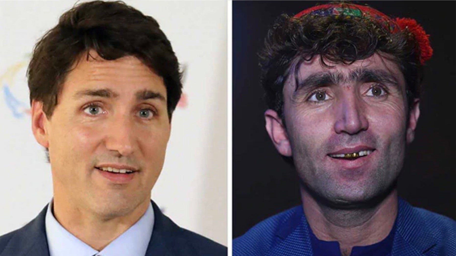 An Afghan reality show contestant Abdul Salam Maftoon (right) has gone viral over his likeness to Canadian Prime Minister Justin Trudeau