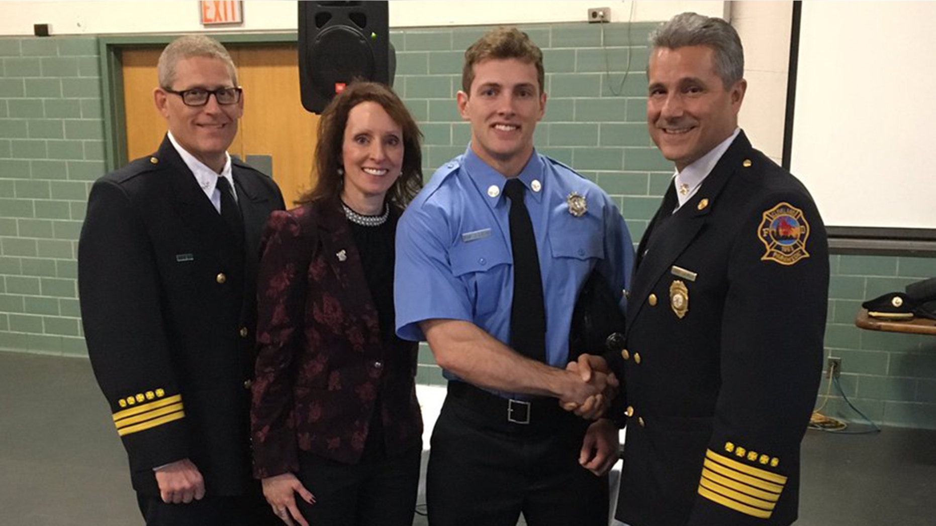Justin Leon was one of 19 cadets from the 34th Fire Training Academy Class who took the oath of office at in Cleveland, Ohio, on Friday.