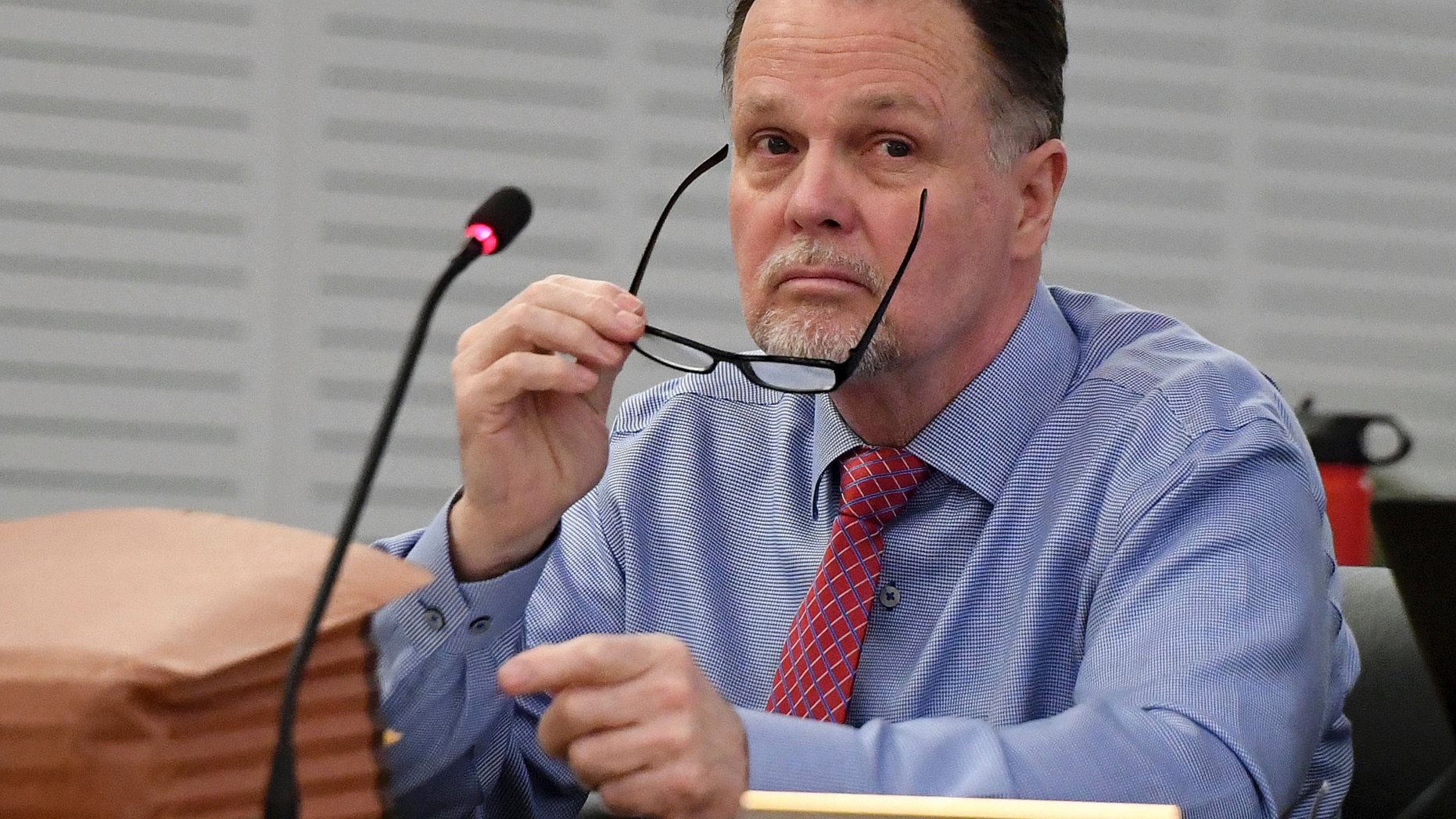 Murder defendant Charles Ray Merritt sits in San Bernardino County Court prior to opening statements in San Bernardino, Calif. on Monday, Jan. 7, 2019. Merritt is on trial for the murder of the McStay family from Fallbrook back in 2010. The bodies of Joseph McStay, 40, and his wife Summer, 43, along with their sons Gianni, 4, and Joseph Jr., 3, were found in a shallow grave in the desert north of Victorville in 2013. (Will Lester/The Orange County Register via AP, Pool)