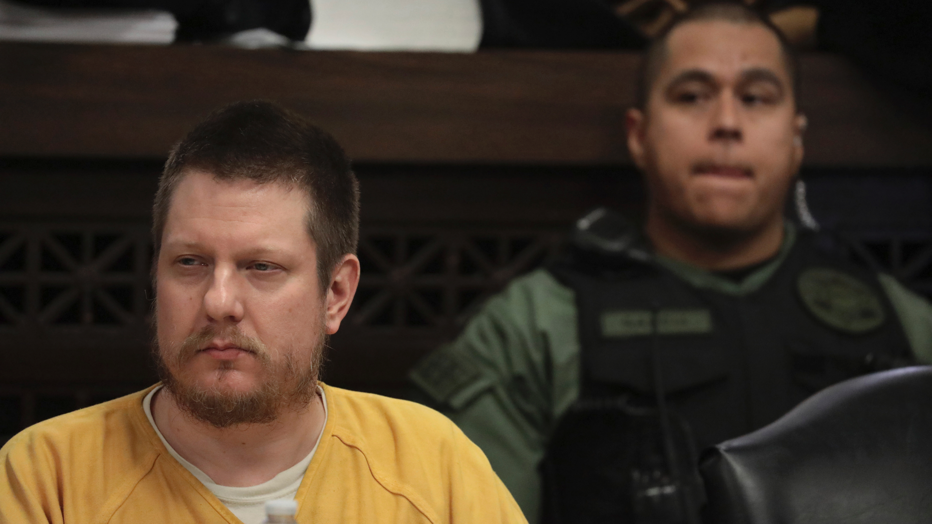 Former Chicago police officer Jason Van Dyke attends his sentencing hearing at the Leighton Criminal Court Building in Chicago on Friday. (Antonio Perez/Chicago Tribune via AP, Pool)