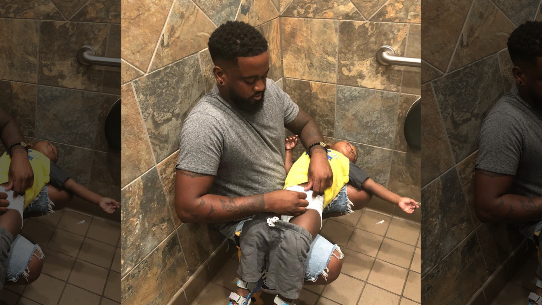 Donte Palmer, a father of three, took to Instagram in September after he once again was forced to change his young son across his lap.