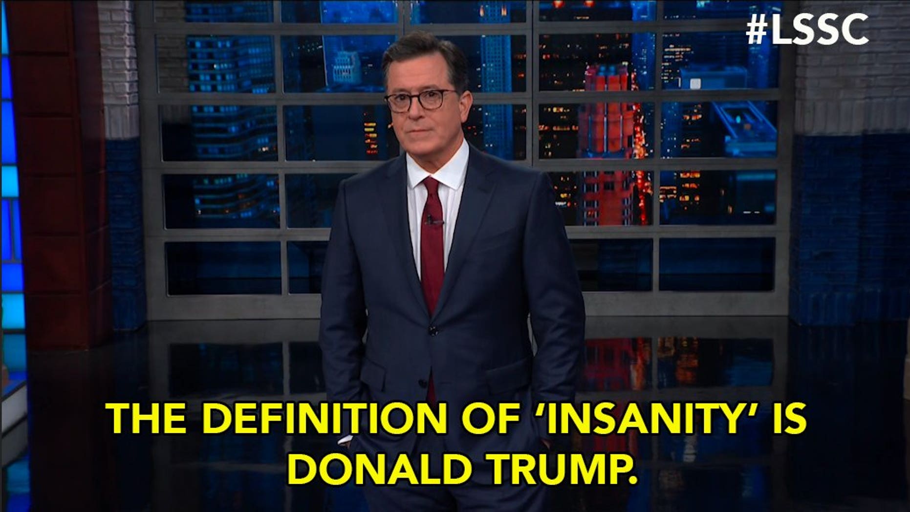 Colbert rails into Trump over border wall miss, says definition of insanity is Donald Trump
