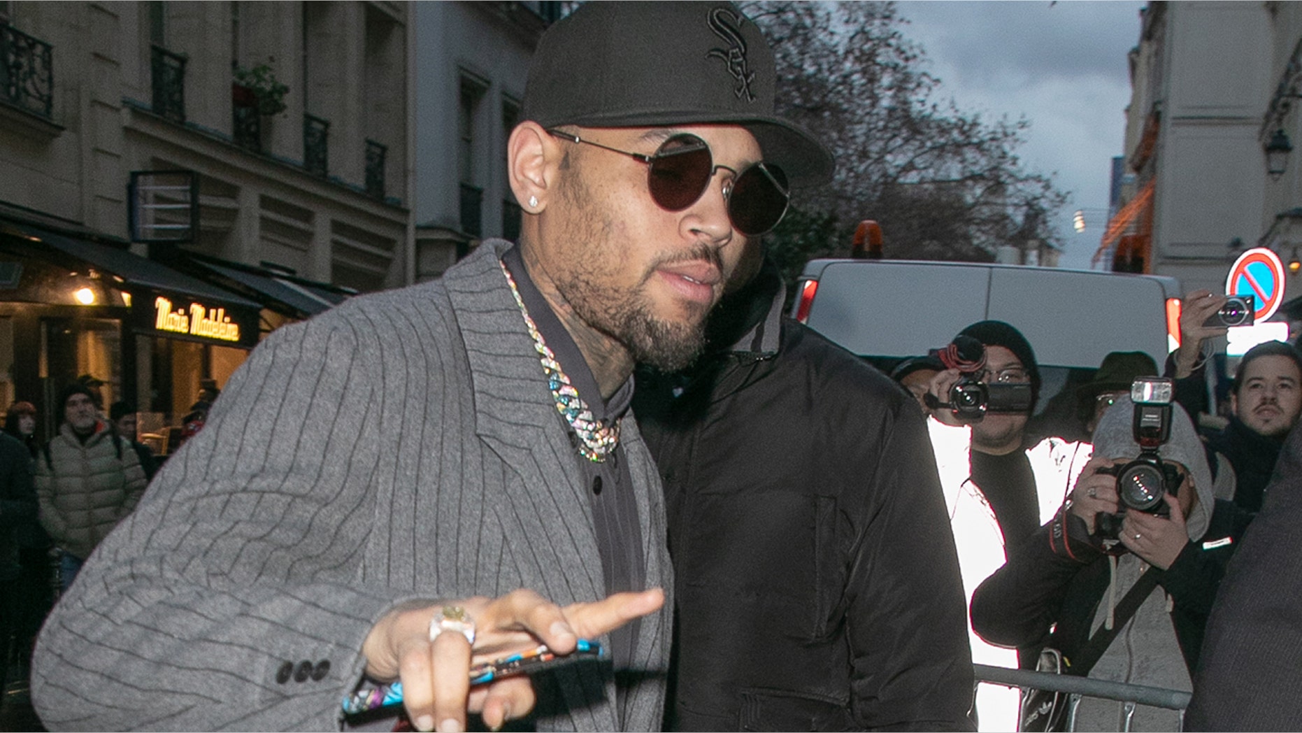 Rapper Chris Brown is seen on January 17, 2019 in Paris, France.