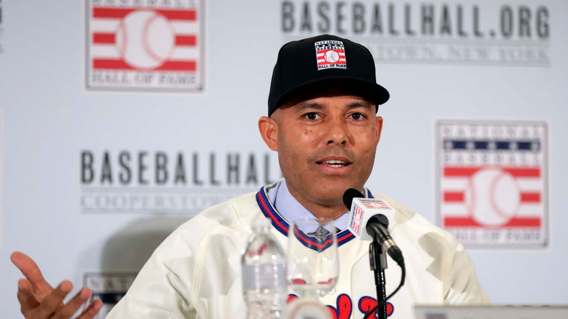 Baseball Hall of Fame inductee Mariano Rivera speaks during news conference Wednesday, Jan. 23, 2019, in New York. (AP Photo/Frank Franklin II)