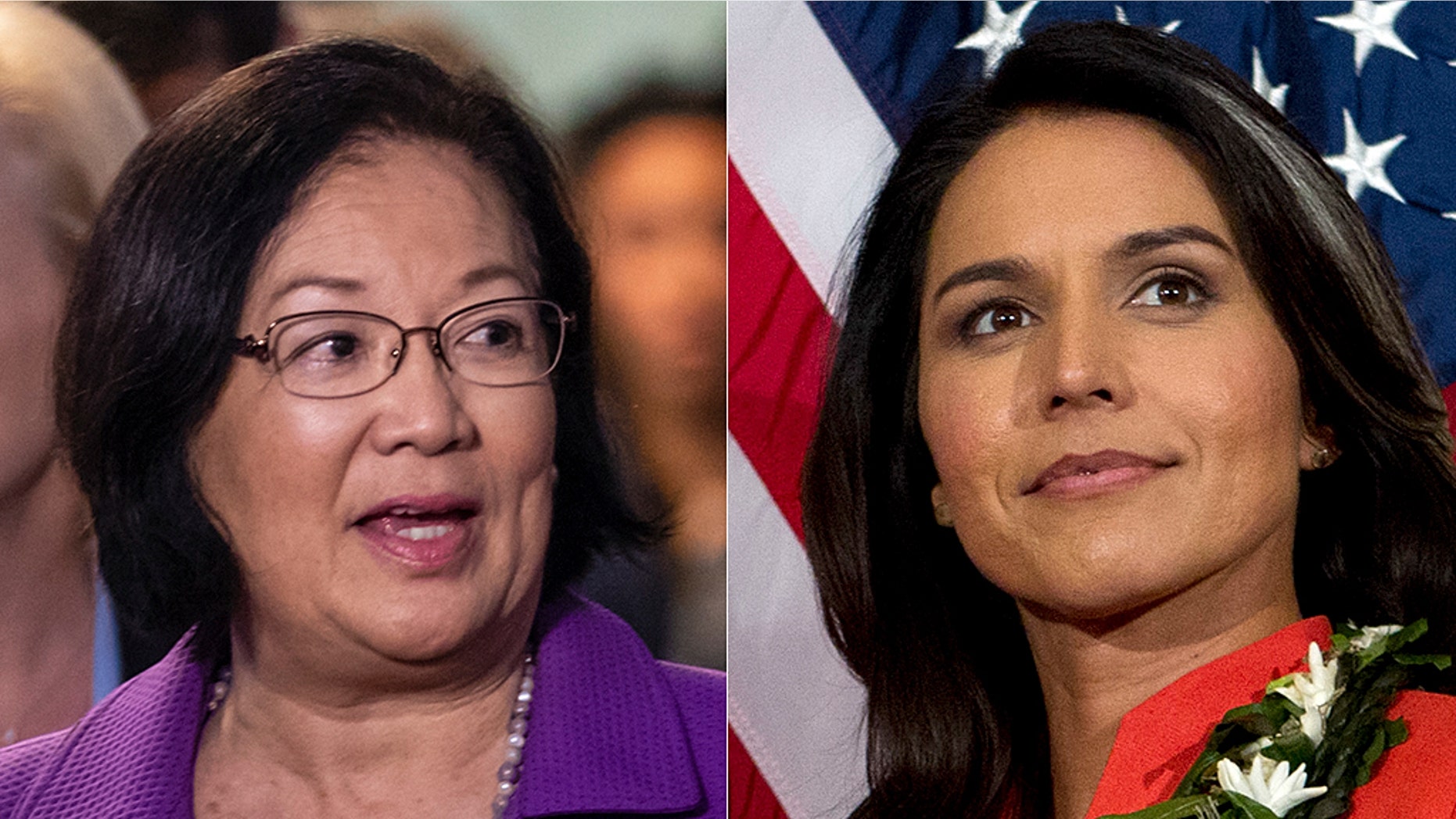 Sen. Mazie Hirono, left, is among the senators taking heat from Rep. Tulsi Gabbard for questioning a court pick's Knights of Columbus membership.