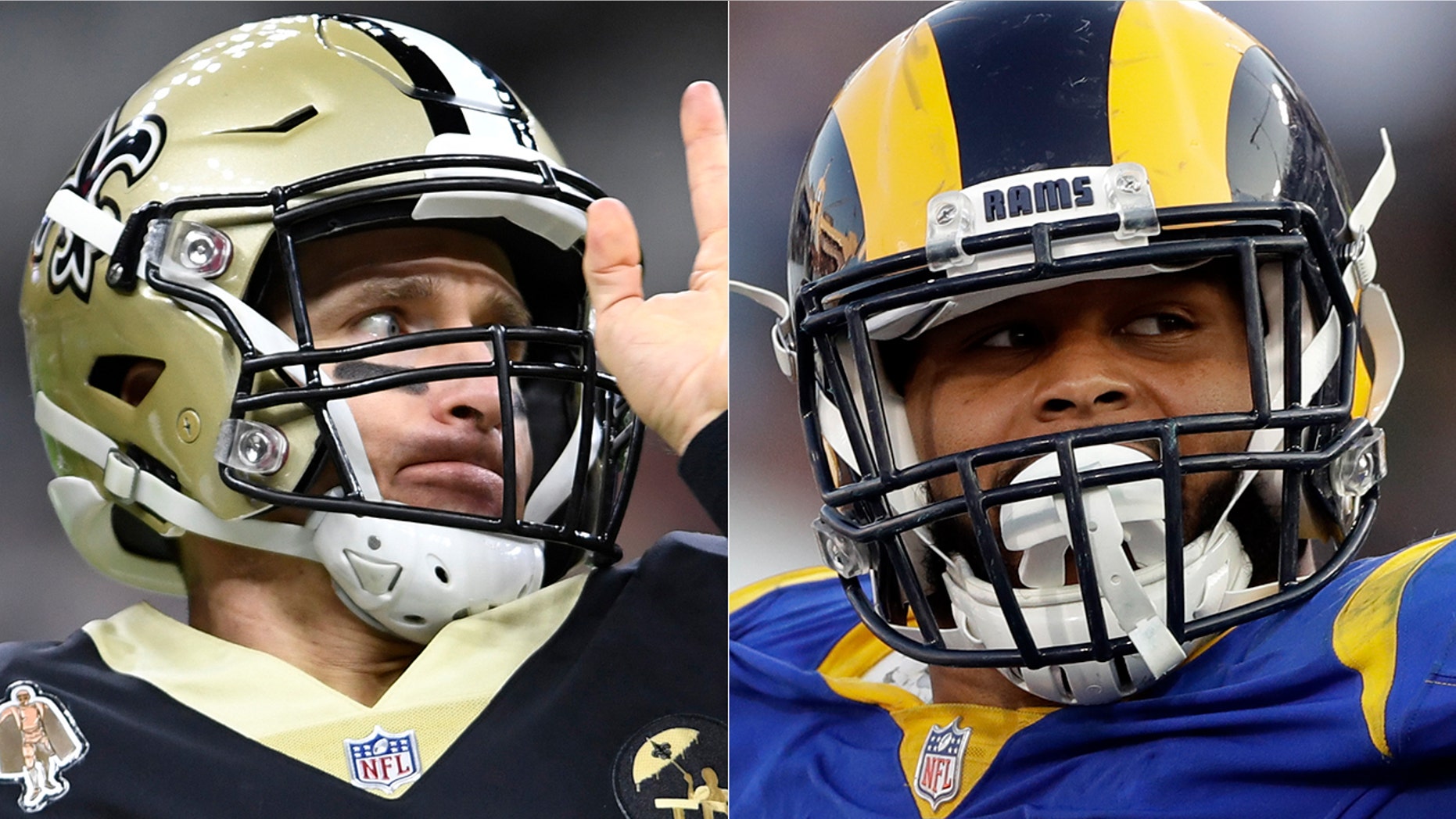 Drew Brees will have to avoid the Aaron Donald-led Rams defense in their matchup Sunday.