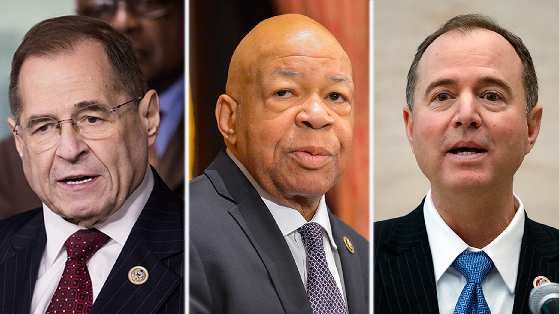 Rep. Jerry Nadler, the incoming chair of the House Judiciary Committee; Rep. Elijah Cummings, D-Md., the incoming chairman of the House Oversight Committee; and Rep. Adam Schiff, D-Calif., the incoming chairman of the House Intelligence Committee are readying to launch a slew of Trump administration investigations. (AP, Getty, Reuters)