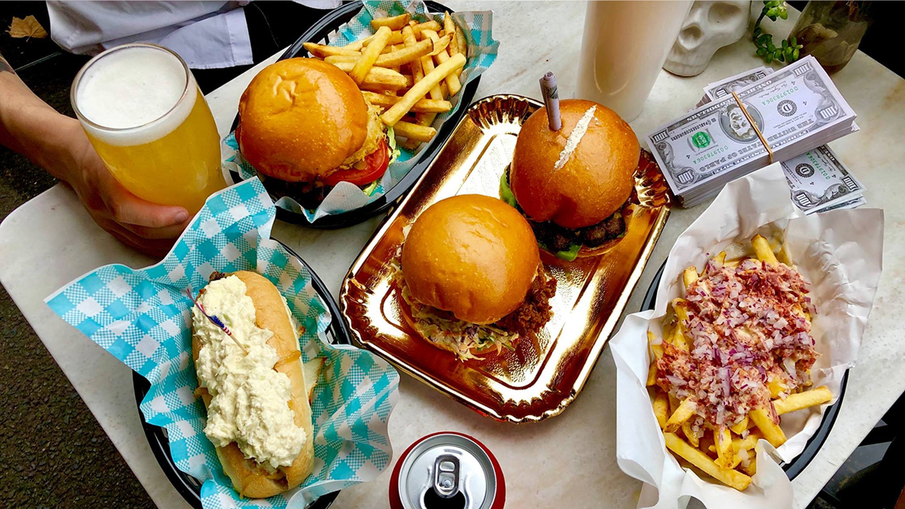 The hamburger, served with a white powder, has received backlash.
