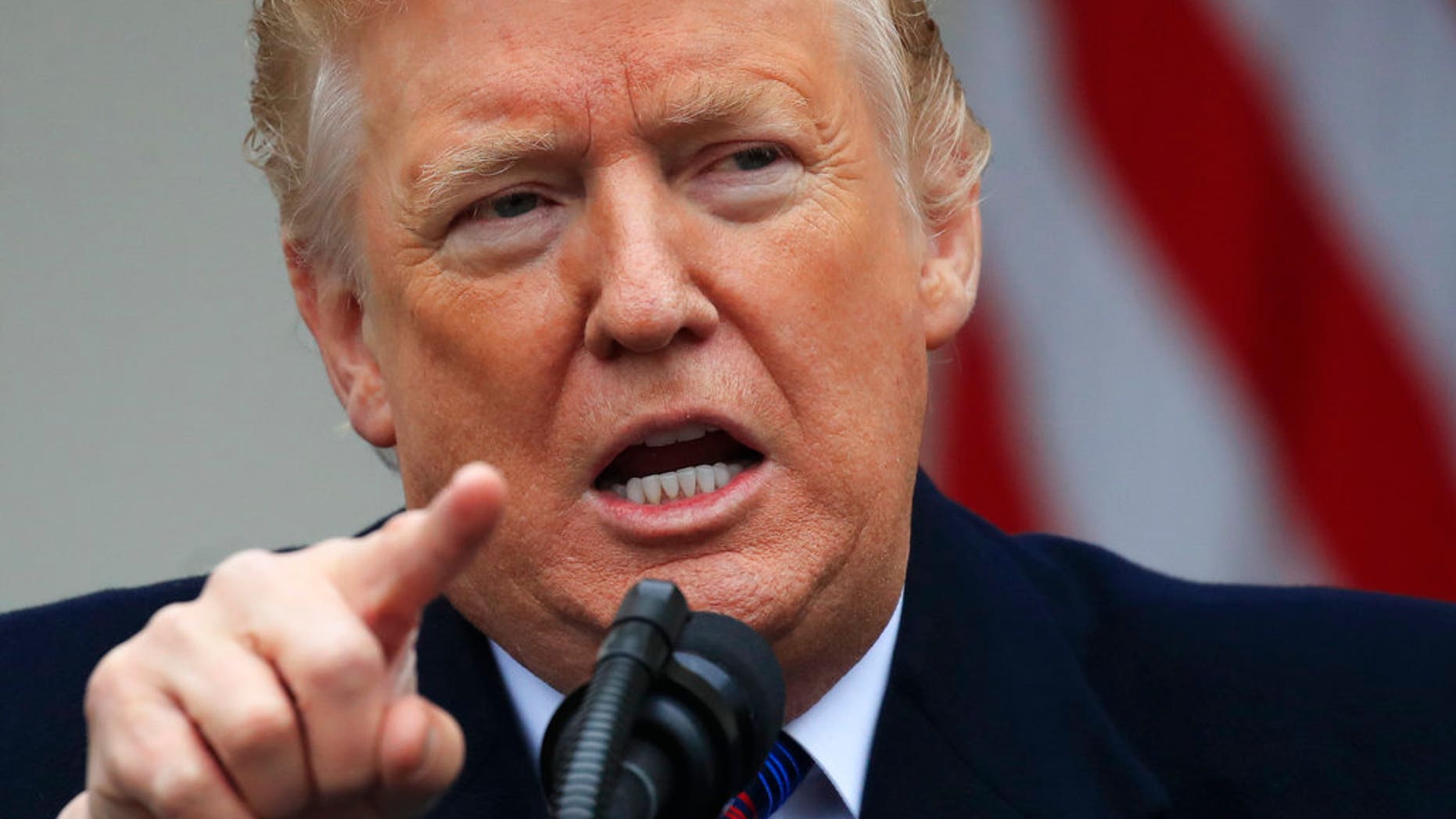 President Donald Trump speaks in the Rose Garden of the White House in Washington after a meeting with Congressional leaders on border security as the government shutdown continues Friday, Jan. 4, 2019, in Washington. (AP Photo/Manuel Balce Ceneta)