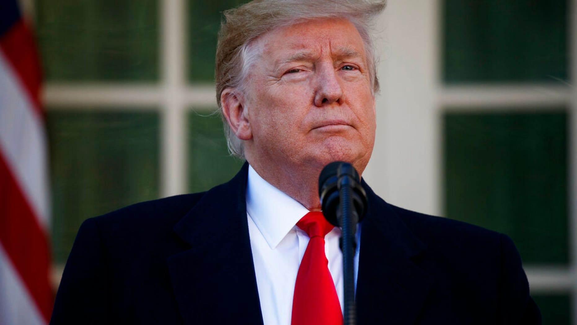 President Donald Trump announces a deal to temporarily reopen the government, in the Rose Garden of the White House, Friday, Jan. 25, 2019, in Washington. (AP Photo/ Evan Vucci)
