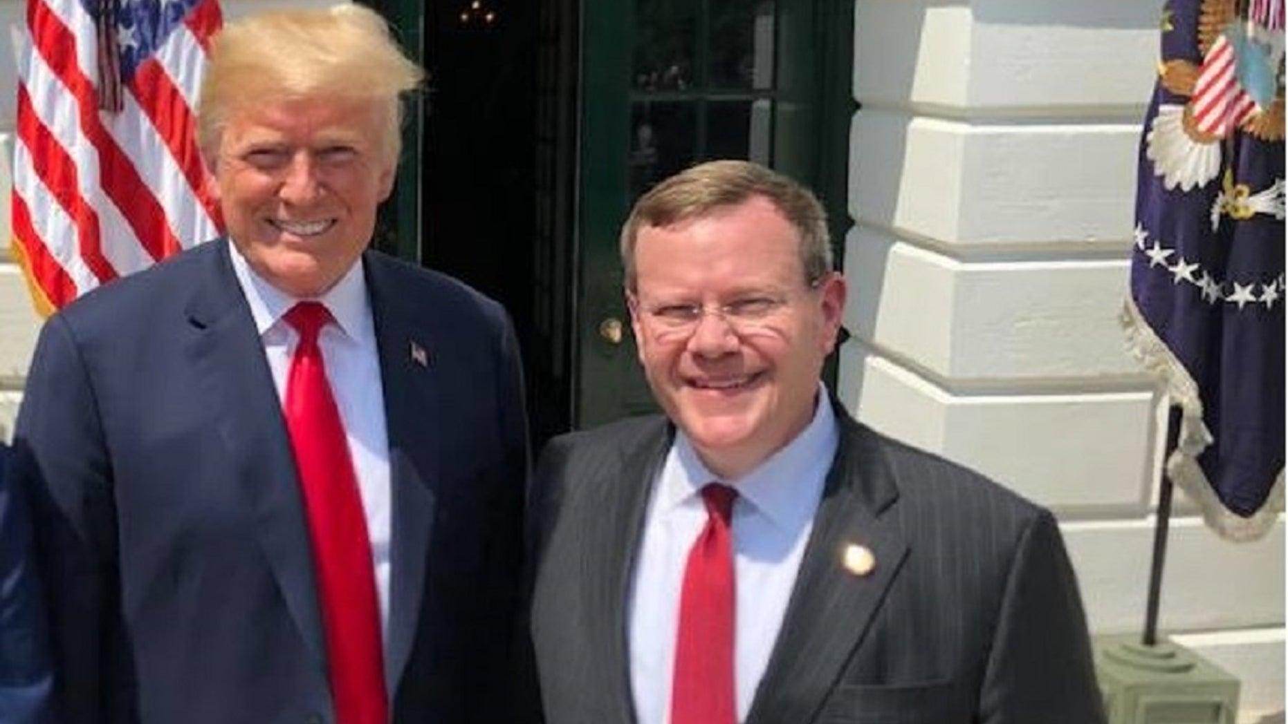 North Carolina House Speaker Tim Moore, shown with President Trump in an undated photo, became the latest state lawmaker to invite the president to deliver his State of the Union address away from Washington, D.C. (State Rep.Tim Moore)