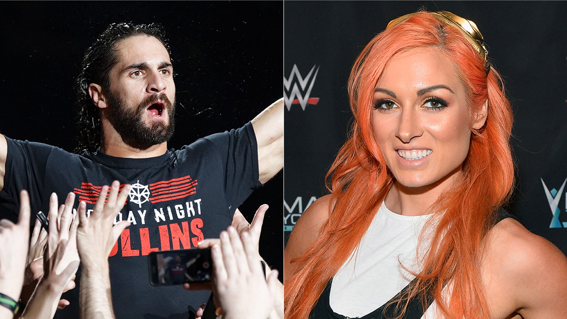Seth Rollins, left, and Becky Lynch both won their Royal Rumble matches.