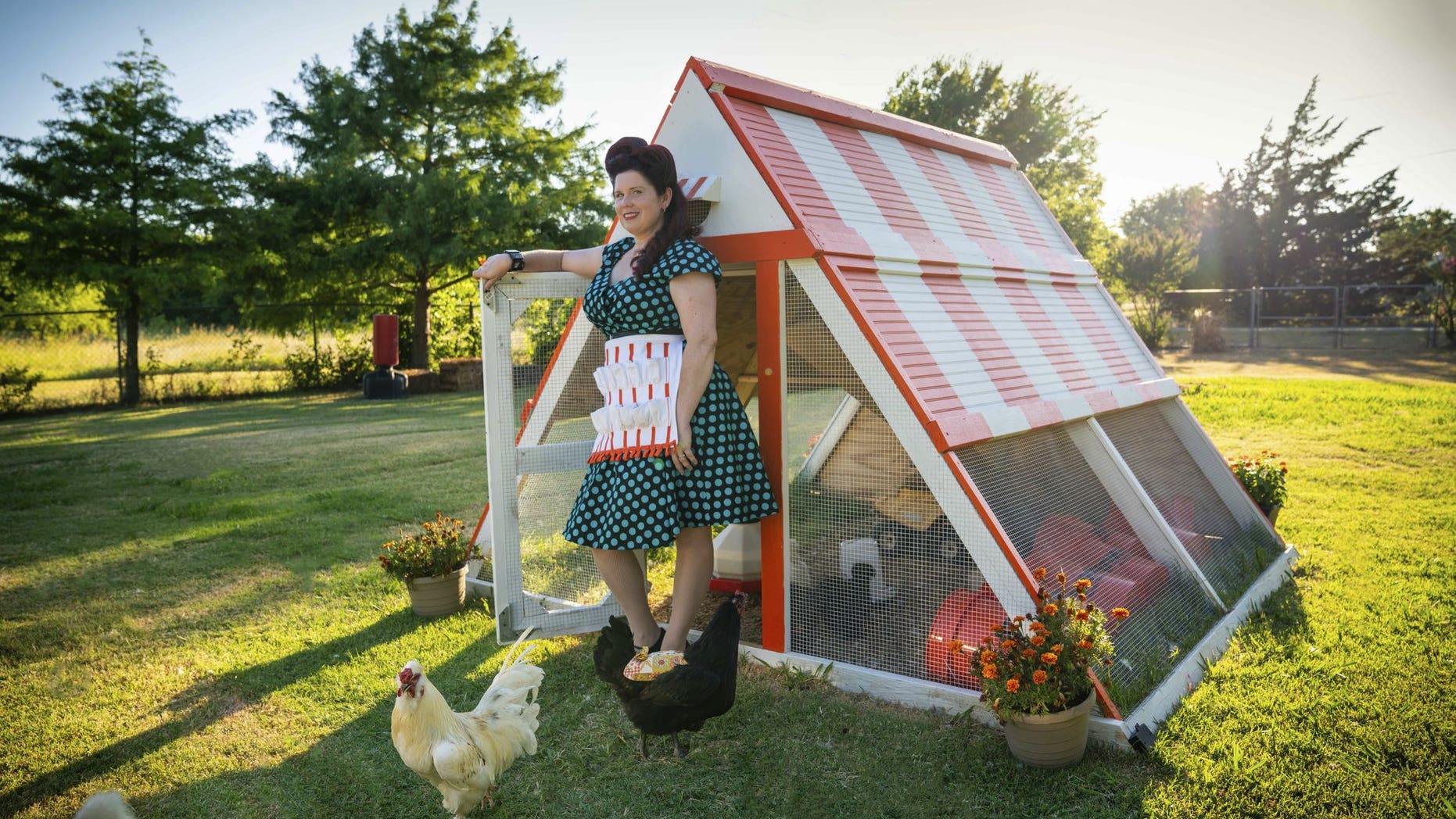 Trisha Ruiz, who calls herself the "Krazy Funky Chicken Lady," said her husband built her a customer "Whatacoop" for her chickens when they moved further away from her favorite fast food restaurant, Whataburger.