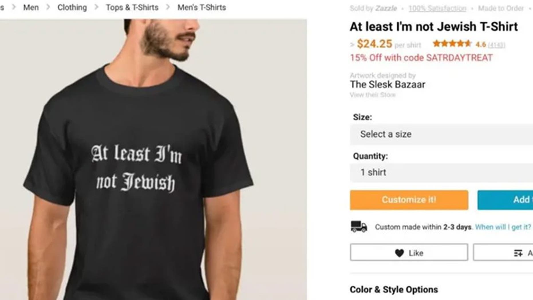 Online retailer pulls anti-Semitic shirt after social media backlash