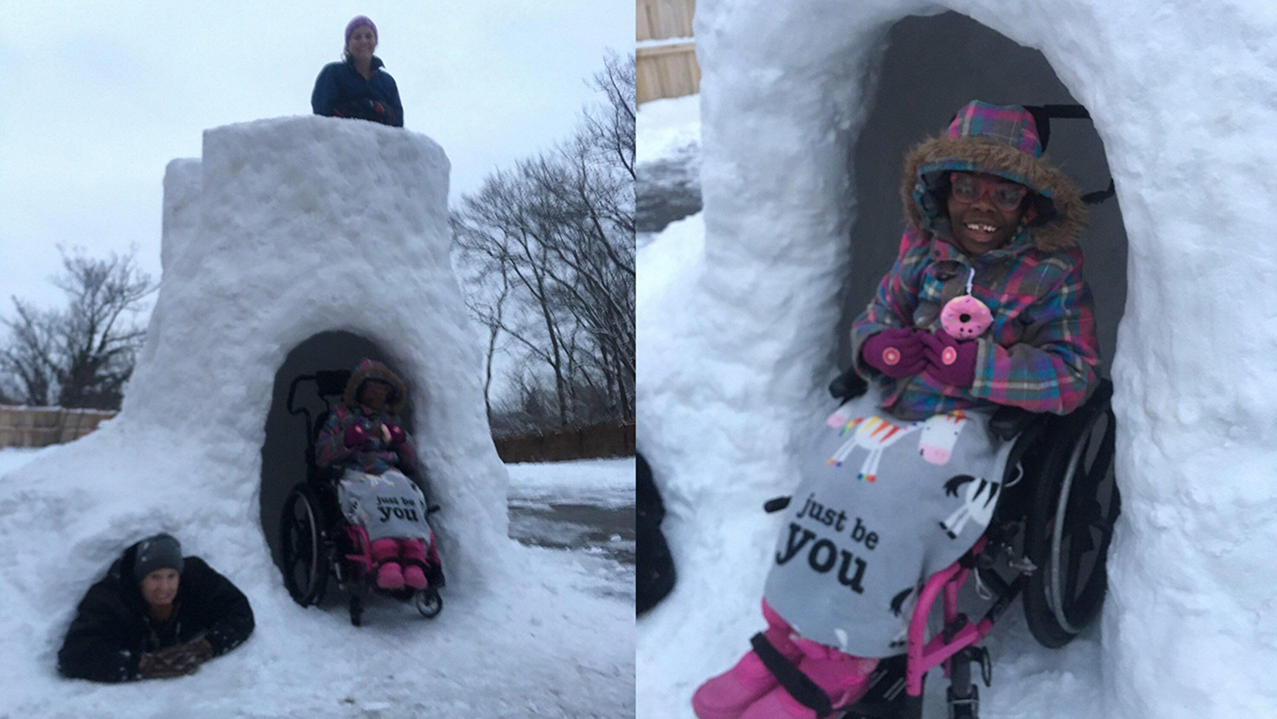 Ohio man builds wheelchair-accessible snow fort for his kids: 